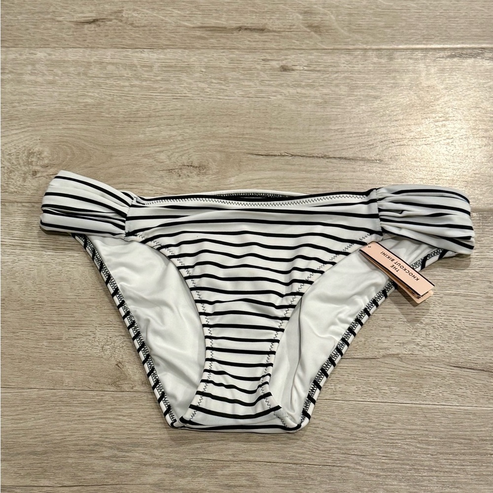 Victoria's Secret "The Knockout Bikini" Black and White Striped Bikini Bottom